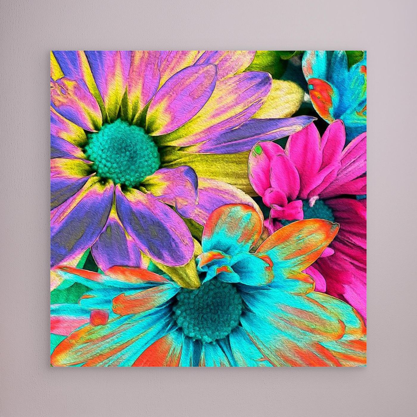 RAINBOW DAISIES 2 by WalkinHISlight.art - Fine Art Canvases