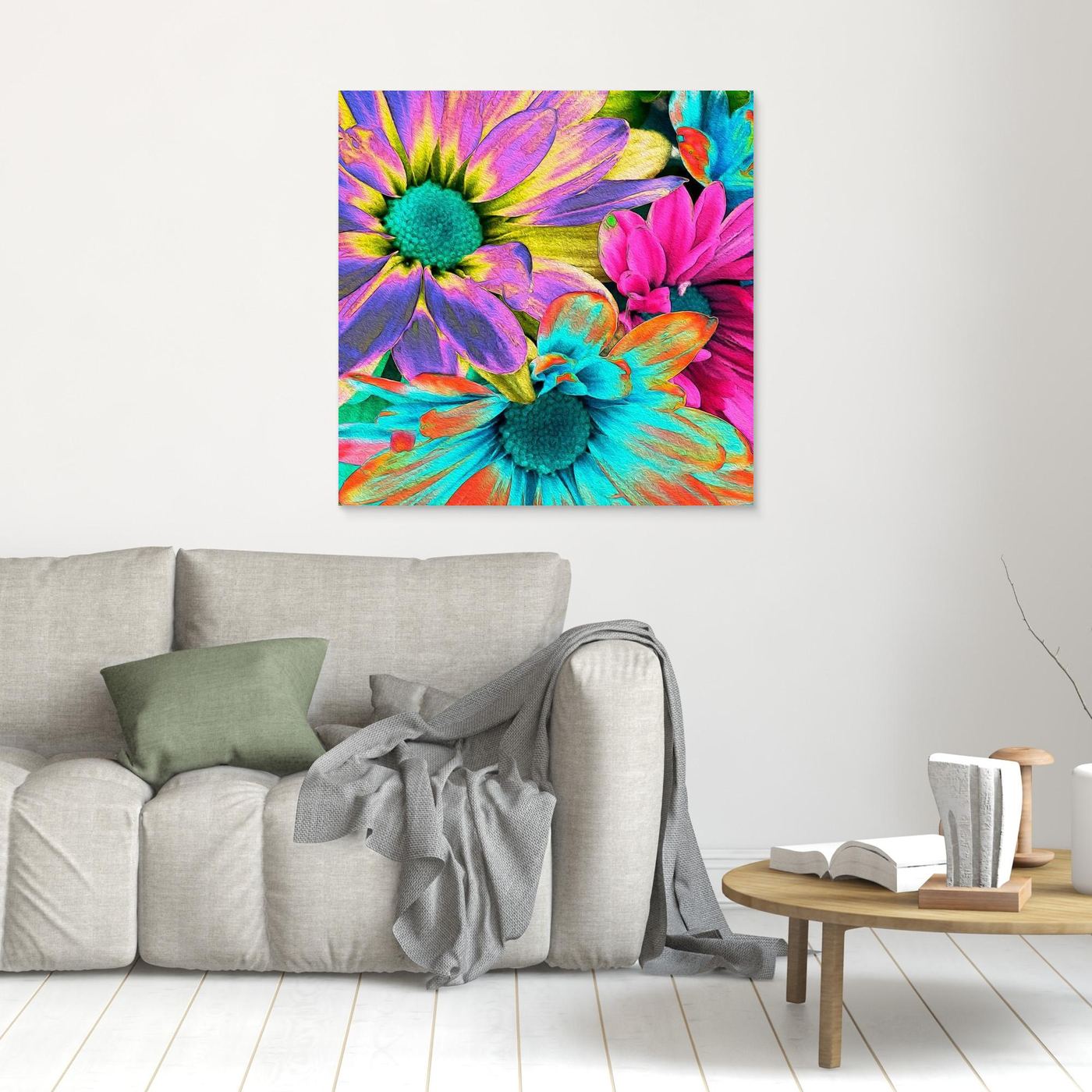 RAINBOW DAISIES 2 by WalkinHISlight.art - Fine Art Canvases